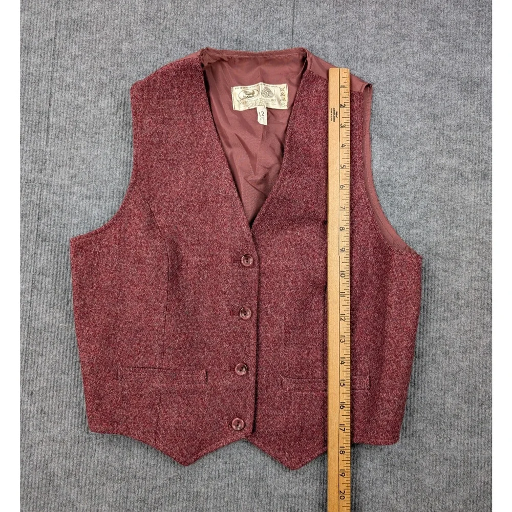 Edinburg Woollen Mill Skirt Suit Set Women 10 3 Piece Vintage Red Pleated Retro - Picture 12 of 16